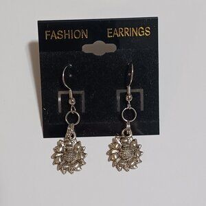 Sunflower Silver Tone Earrings